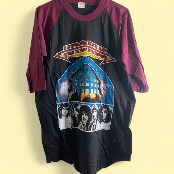 80’s KROKUS MOTORHEAD From Fist double sided baseball 3/4 sleeve tee shirt LARGE - Picture 1 of 8